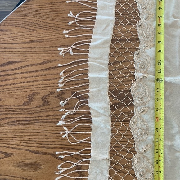 Lace bottom Scarf with tassels lagon look boho prairie style soft accents scarf - Picture 7 of 10